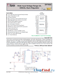 Datasheet SP7650ER manufacturer Sipex