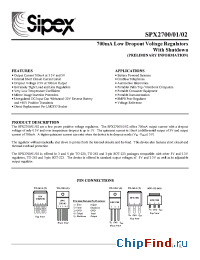Datasheet SPX2700 manufacturer Sipex