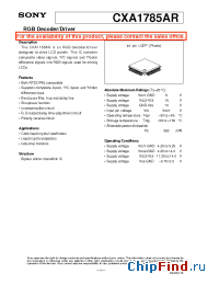 Datasheet CXA1785 manufacturer SONY