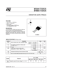Datasheet BTB04-700A manufacturer STMicroelectronics