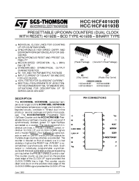Datasheet HCF40192BEY manufacturer STMicroelectronics