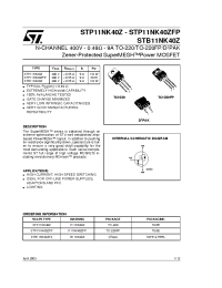 Datasheet STB11NK40ZT4 manufacturer STMicroelectronics
