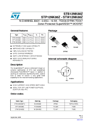 Datasheet STB12NK80ZT4 manufacturer STMicroelectronics