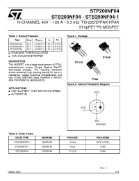Datasheet STB200NF04-1 manufacturer STMicroelectronics