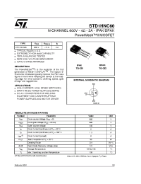 Datasheet STD1HNC60 manufacturer STMicroelectronics