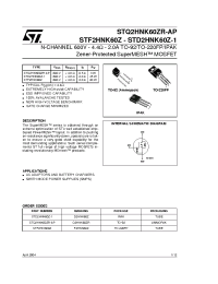 Datasheet STD2HNK60Z-1 manufacturer STMicroelectronics