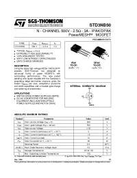 Datasheet STD3NB50 manufacturer STMicroelectronics