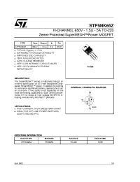 Datasheet STP5NK65Z manufacturer STMicroelectronics