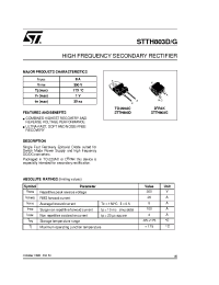Datasheet STTH803 manufacturer STMicroelectronics