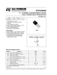 Datasheet STW16NA60 manufacturer STMicroelectronics