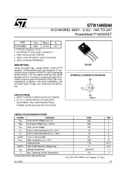 Datasheet STW16NB60 manufacturer STMicroelectronics