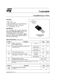Datasheet T1230-600W manufacturer STMicroelectronics
