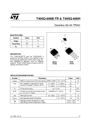 Datasheet T405Q-600B manufacturer STMicroelectronics