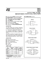 Datasheet TS931 manufacturer STMicroelectronics