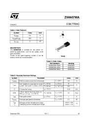 Datasheet Z00607MA1BA2 manufacturer STMicroelectronics