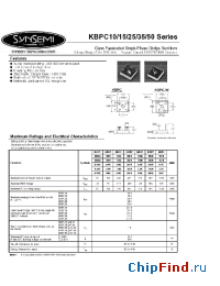 Datasheet KBPC10005 manufacturer Synsemi
