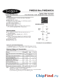 Datasheet P4KE100 manufacturer Synsemi