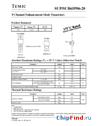 Datasheet SUB65P06-20 manufacturer TEMIC