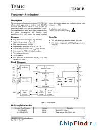 Datasheet U2781B-AFS manufacturer TEMIC