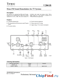 Datasheet U2861B-MFPG3 manufacturer TEMIC