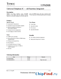 Datasheet U3762MB-MFN manufacturer TEMIC