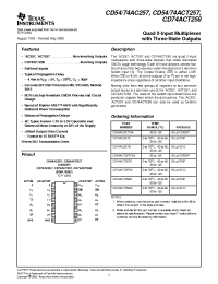 Datasheet CD54AC257F3A manufacturer TI