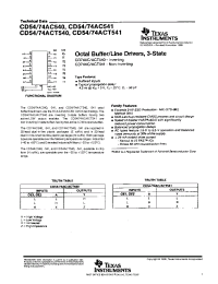 Datasheet CD54ACT540F3A manufacturer TI