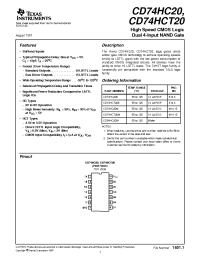 Datasheet CD54HC20W manufacturer TI