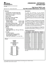 Datasheet CD54HC221 manufacturer TI