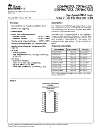 Datasheet CD54HC273F3A manufacturer TI