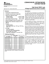Datasheet CD54HC40103F manufacturer TI