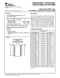Datasheet CD54HC4049F3A manufacturer TI