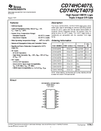 Datasheet CD54HC4075H manufacturer TI
