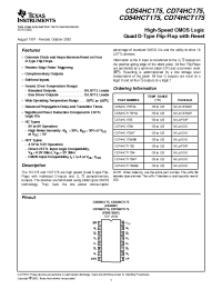 Datasheet CD54HCT175 manufacturer TI
