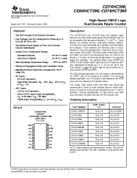 Datasheet CD54HCT390F3A manufacturer TI