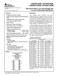 Datasheet CD54HCT4538F3A manufacturer TI