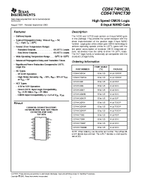 Datasheet CD74HC30PWT manufacturer TI