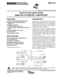 Datasheet DDC112UK/1K manufacturer TI