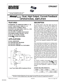 Datasheet OPA2607U/2K5 manufacturer TI