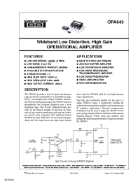 Datasheet OPA643N/250 manufacturer TI