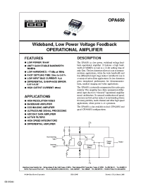 Datasheet OPA650U/2K5 manufacturer TI