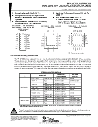 Datasheet SN54AHC139W manufacturer TI