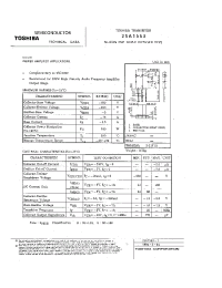Datasheet 2SA1553-O manufacturer Toshiba