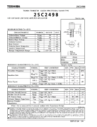 Datasheet 2SC2498 manufacturer Toshiba