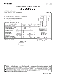 Datasheet 2SD2092 manufacturer Toshiba