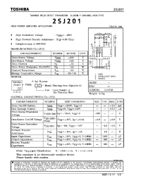 Datasheet 2SJ201 manufacturer Toshiba