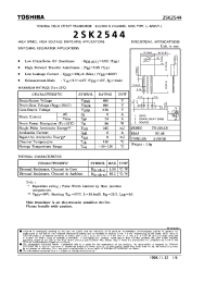 Datasheet 2SK2544 manufacturer Toshiba