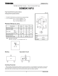 Datasheet SSM3K16FU manufacturer Toshiba