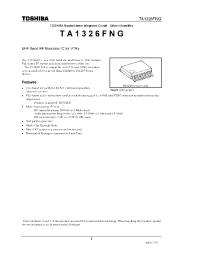 Datasheet TA1326FNG manufacturer Toshiba