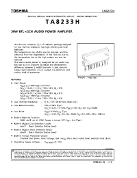 Datasheet TA8233H manufacturer Toshiba